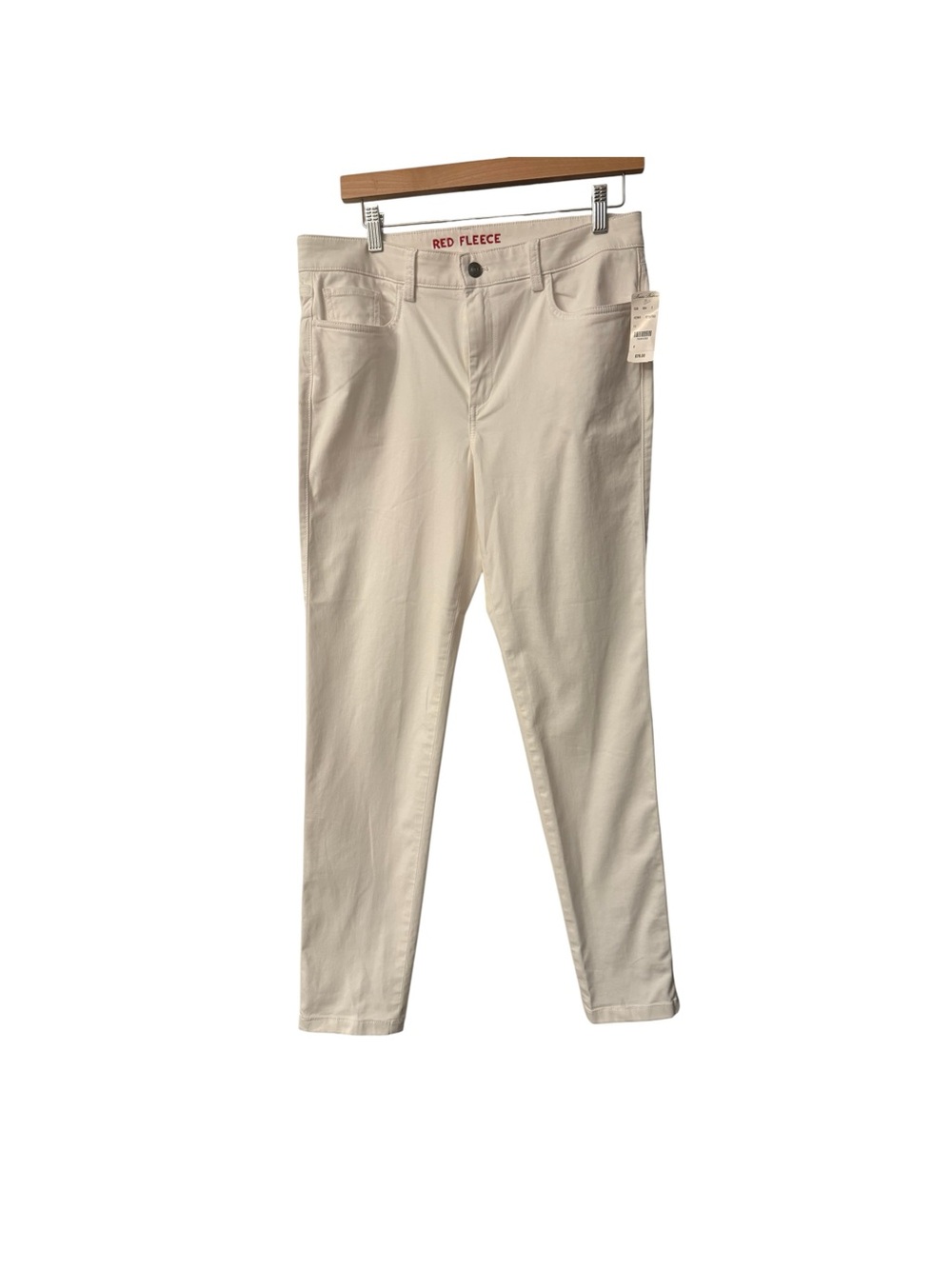 NWT Brooks Brothers Womens Jeans White 8 Red Fleece Denim Pants Cotton 5 Pockets